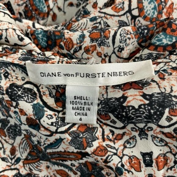 DIANE VON FURSTENBERG 100% Silk Flounce Dress Sz 4 - Picture 7 of 7